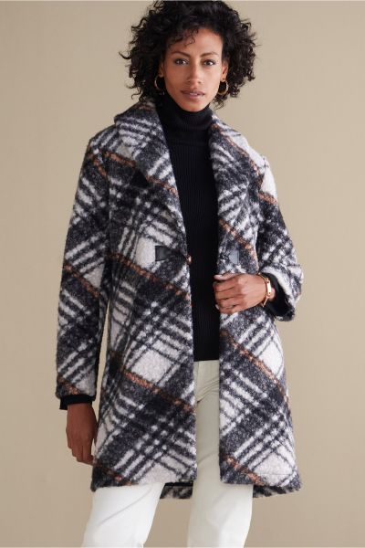 Women Soft Surroundings Rita Plaid Jacket Premium Jackets & Coats Multi Stripe