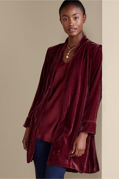 Soft Surroundings Jackets & Coats Lowest Price Guarantee Women Aria Velvet Jacket Cabernet