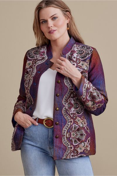 Women Magenta Amethyst Jackets & Coats Maija Embellished Jacket Classic Soft Surroundings