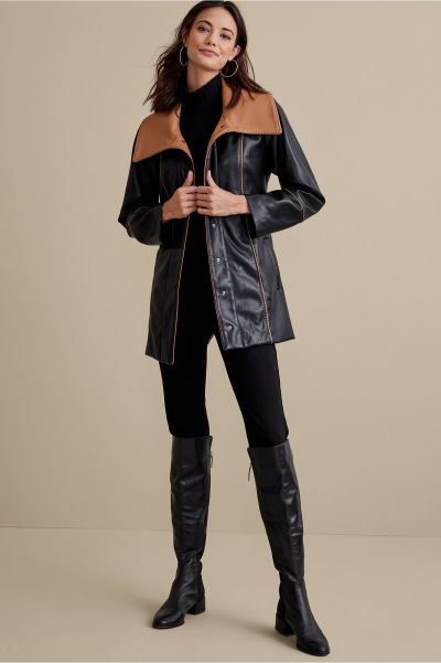 Jackets & Coats Tough Women Lausanne Faux Leather Jacket Soft Surroundings Black
