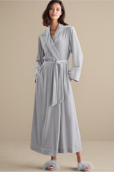 Silk Velvet Robe Women Platinum Grey User-Friendly Soft Surroundings Sleepwear & Lounge
