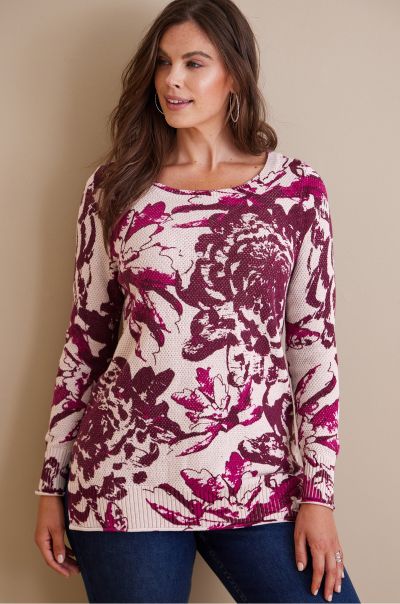 Purple Floral Tailored Feminine Details Redefined Marin Sweater Women Soft Surroundings