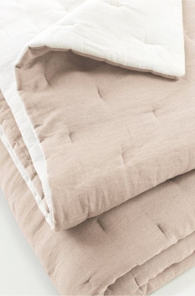 Bedding Clean Soft Surroundings Women Marcella Linen Reversible Quilt Natural/Ivory