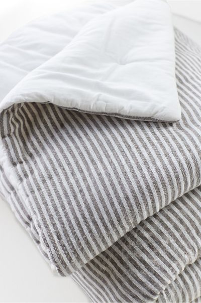 Women Soft Surroundings Grey Natural Isabelline Stripe Comforter Bedding