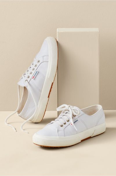 Sale Women Superga Leather Sneaker Shoes Optical White Favorio Soft Surroundings