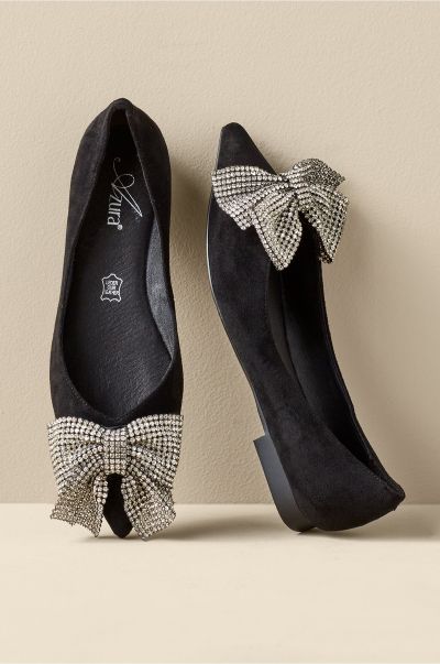 Women Premium Azura Adularia Bow Flat Soft Surroundings Shoes Black