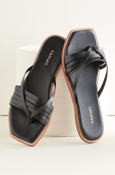 Shoes Soft Surroundings Black Discount Women Kaanas Makian Multi-Strap Slide