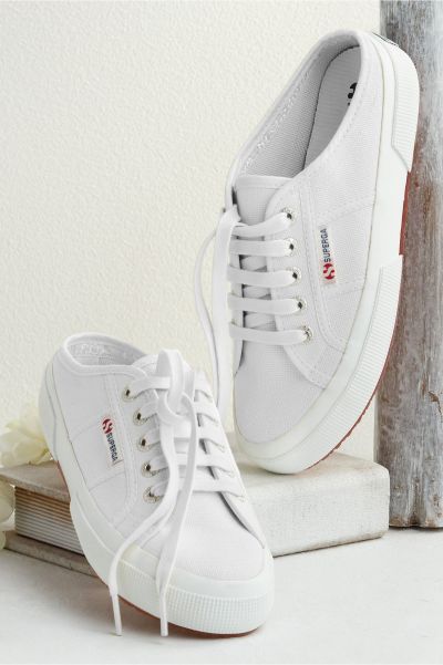 Women High-Quality Shoes White Soft Surroundings Superga Classic Canvas Mule