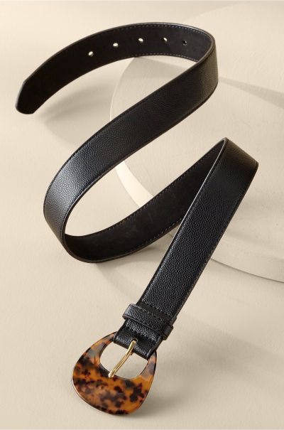Belts Savings Women Soft Surroundings Thelma Tortoise Buckle Belt Black