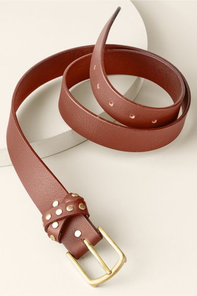 Belts Retro Women Soft Surroundings Aja Studded Belt Brown