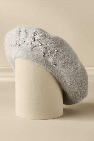 Discount Cheri Embellished Beret Hats Women Soft Surroundings Grey