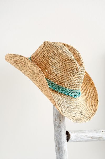 Soft Surroundings Tahitian Cowboy Hat Women Hats Organic Turquoise
